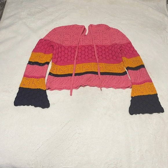 Carolina Herrera Striped Crochet Knit Top XL - Picture 8 of 13